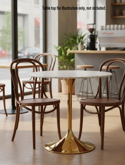 Heavy Duty Commercial Grade Pedestal Table Base - 28" Height Gold Polished Metal Tulip Base for Restaurant, Bistro, and Cafe Dining Tables