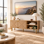 55" Boho TV Stand Console for TVs up to 65", Natural Oak Multi Market World Inc.