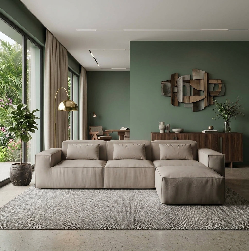 modular sectional sofa deep seat cushion detail