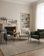 Sage Corduroy Accent Chair - Cozy Oversized Armchair with Matte Black Metal Frame - Mid-Century Industrial Reading Chair Multi Market World Inc.