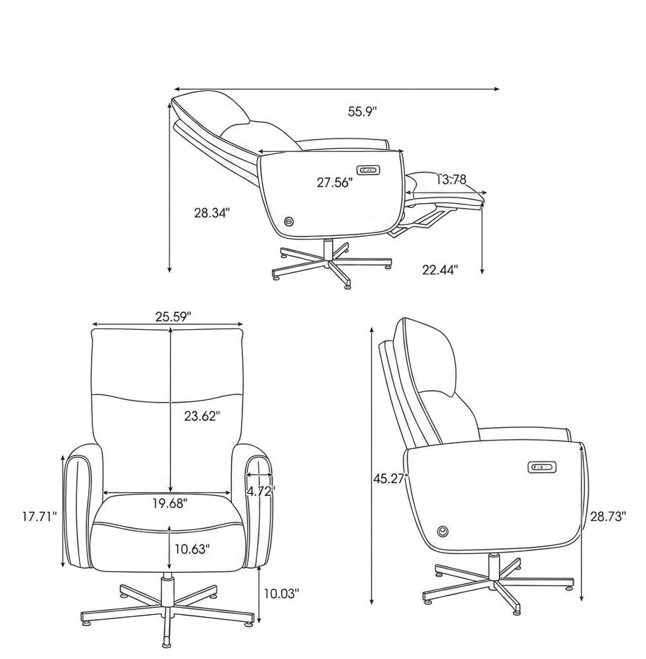 Power Swivel Recliner Office Chair with USB Charging Multi Market World Inc.