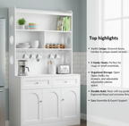 White Kitchen Pantry Cabinet with Hutch, Coffee Bar Station, 185.5cm Height Storage Organizer Multi Market World Inc.
