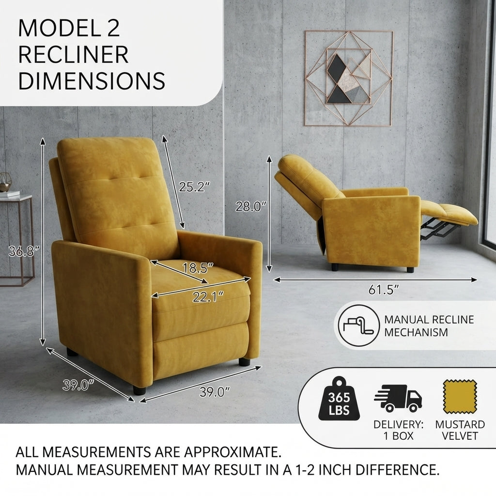 Tufted Fabric Recliner Chair - Multi Market World Multi Market World Inc.