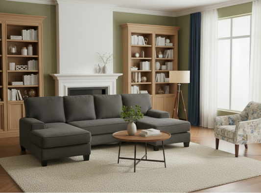 109" U-Shaped Modular Sectional Couch with Double Chaise Lounge - Soft Corduroy Fabric - 4-Seat Solid Wood Frame - Cloud Sofa for Home Theater, Large Living Room, & Pet-Friendly Spaces