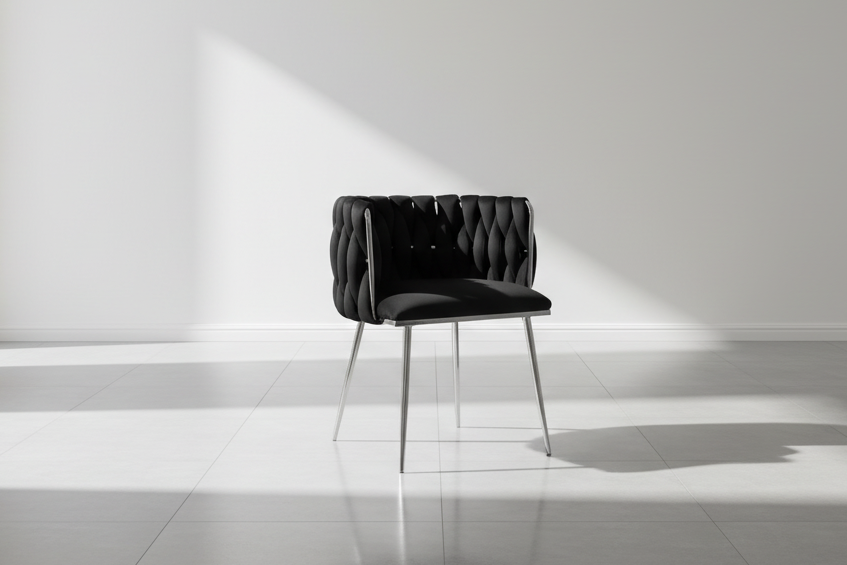 MMW Velvet Dining Chair with Silver Metal Legs - Upholstered Tufted Accent Chair for Dining Room, Living Room, and Bedroom Multi Market World Inc.