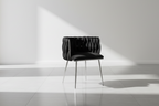 MMW Velvet Dining Chair with Silver Metal Legs - Upholstered Tufted Accent Chair for Dining Room, Living Room, and Bedroom Multi Market World Inc.