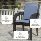 Set of 6 Stackable Patio Chair, Metal Outdoor Dining Chair with Fabric Backrest Multi Market World Inc.