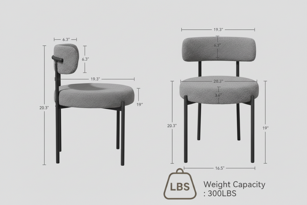 Set of 4 Teddy Fabric Dining Chair with Sherpa Fleece, Metal Legs, Grey Blue Multi Market World Inc.