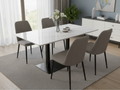 Rectangular Sintered Stone Dining Table with Faux Marble Ceramic Top, Black Pedestal Base (Seats 4-6) Multi Market World Inc.