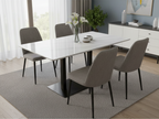 Rectangular Sintered Stone Dining Table with Faux Marble Ceramic Top, Black Pedestal Base (Seats 4-6) Multi Market World Inc.