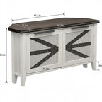47" Farmhouse Corner TV Stand/ Accent Cabinet with Mesh Doors & Dark Wood Top - White Multi Market World Inc.