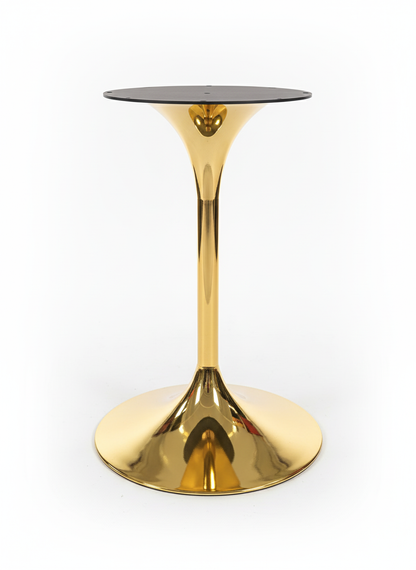 Heavy Duty Commercial Grade Pedestal Table Base - 28" Height Gold Polished Metal Tulip Base for Restaurant, Bistro, and Cafe Dining Tables
