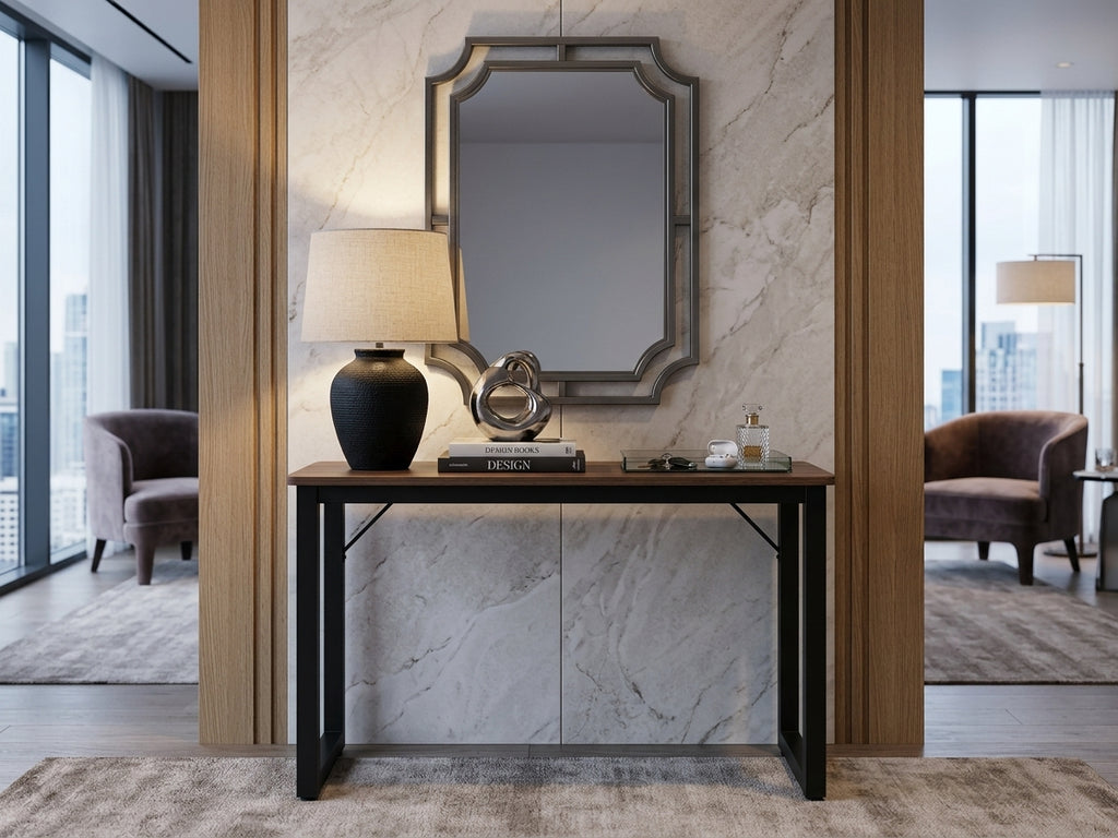 Simple Entryway Console Table with Metal Legs & Wood Top Multi Market World Inc.