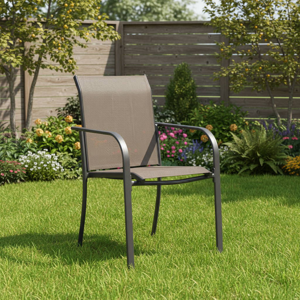 Set of 2 Patio Chair, Metal Outdoor Dining Chair with Fabric Backrest Multi Market World Inc.