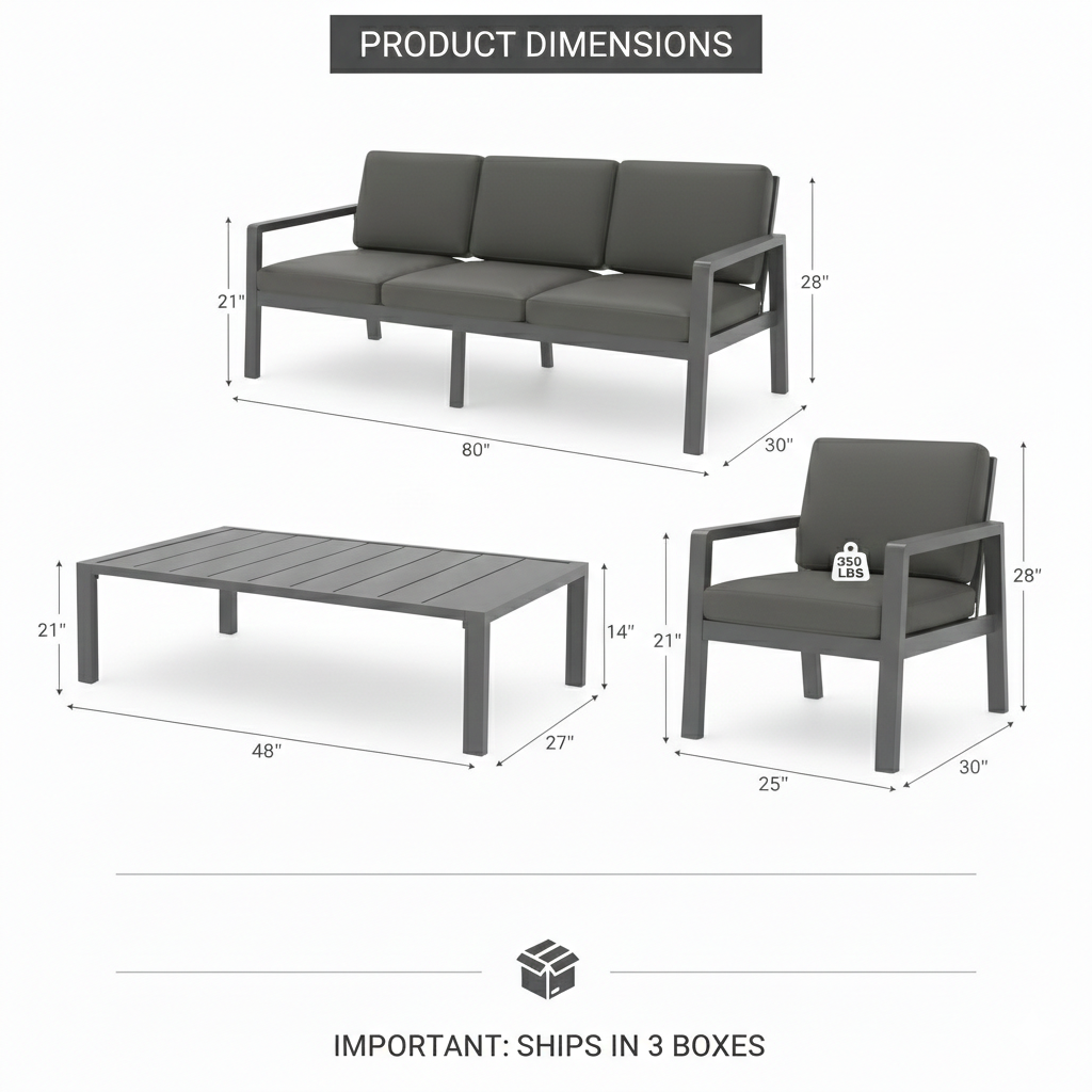 4-Piece Heavy Duty Steel , Outdoor Sofa Set,  Outdoor Patio Conversation Set Multi Market World Inc.