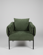 Sage Corduroy Accent Chair - Cozy Oversized Armchair with Matte Black Metal Frame - Mid-Century Industrial Reading Chair Multi Market World Inc.