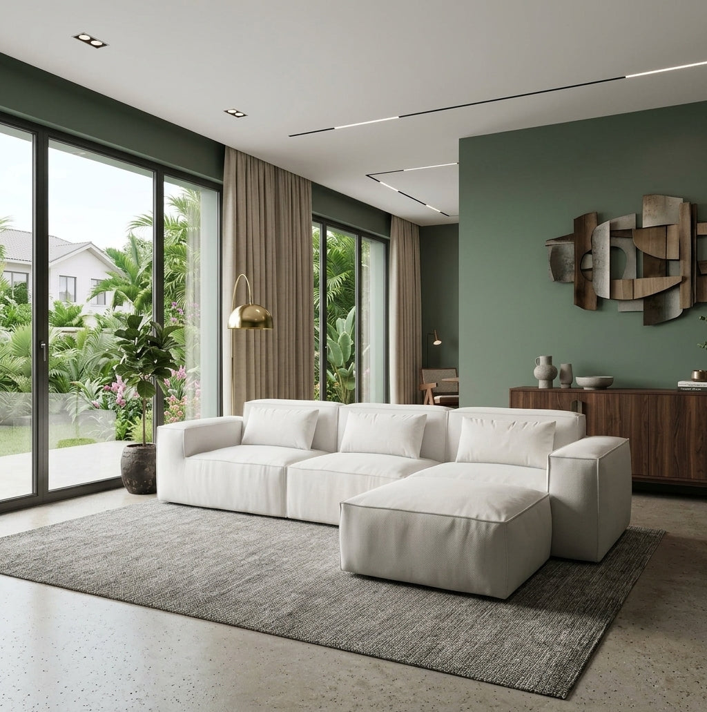 118" 4 Pieces Modular Sectional Boneless Sofa with Chaise, No-leg Couch Multi Market World Inc.