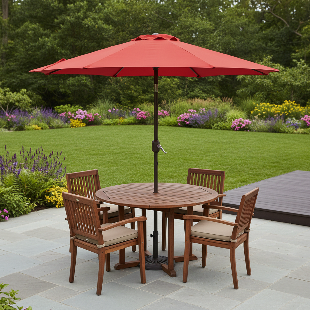 9.8 ft Outdoor Patio Umbrella with 8 Ribs, Easy Hand-Crank & Push-Button Tilt Multi Market World Inc.