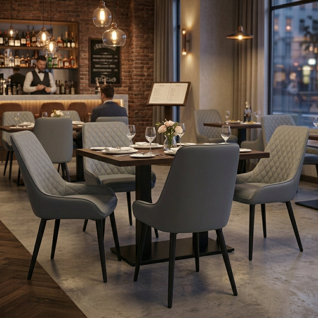 Commercial Grade Dining Chair, Thick Metal Legs & Diamond Quilted Leatherette Multi Market World Inc.