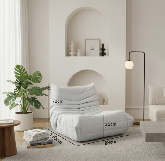 Lazy Sofa, Cloud Lounge Chair - Plush White Tufted Floor Sofa