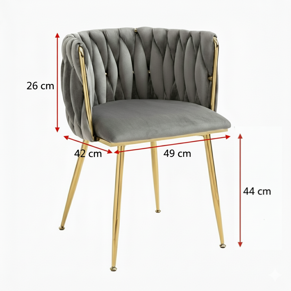 MMW Velvet Dining Chair with Gold Metal Legs - Upholstered Tufted Accent Chair for Dining Room, Living Room, and Bedroom