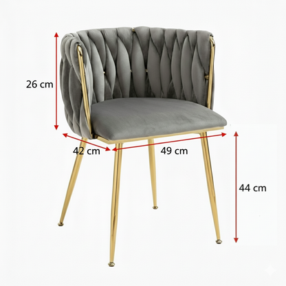 MMW Velvet Dining Chair with Gold Metal Legs - Upholstered Tufted Accent Chair for Dining Room, Living Room, and Bedroom