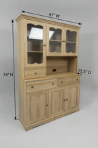 Traditional Wood Grain Kitchen Hutch and Buffet with Glass Doors Multi Market World Inc.