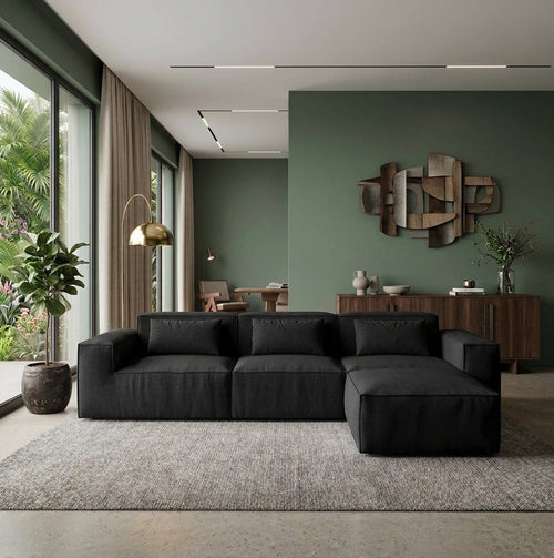 118 inch boneless sofa with chaise — side angle view