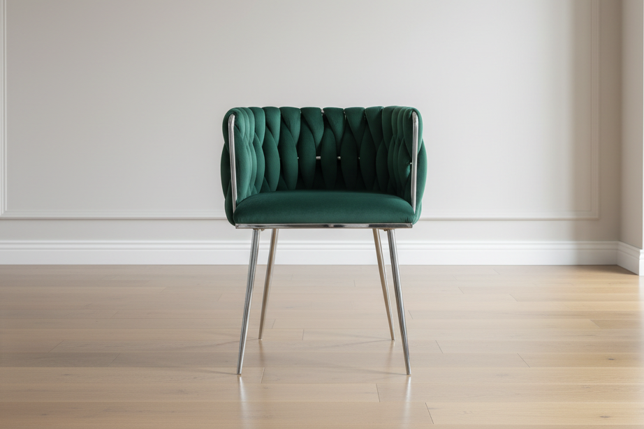 MMW Velvet Dining Chair with Silver Metal Legs - Upholstered Tufted Accent Chair for Dining Room, Living Room, and Bedroom Multi Market World Inc.