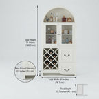 Arch Top Bar Cabinet with Wine Rack and Storage Drawers - Off-White Multi Market World Inc.