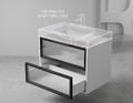 30" Modern Wall-Mounted Bathroom Vanity Cabinet with Fluted Glass Drawers, Floating Floating Sink Base (Sink Top Not Included) - Matte White & Black Multi Market World Inc.
