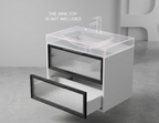 30" Modern Wall-Mounted Bathroom Vanity Cabinet with Fluted Glass Drawers, Floating Floating Sink Base (Sink Top Not Included) - Matte White & Black Multi Market World Inc.