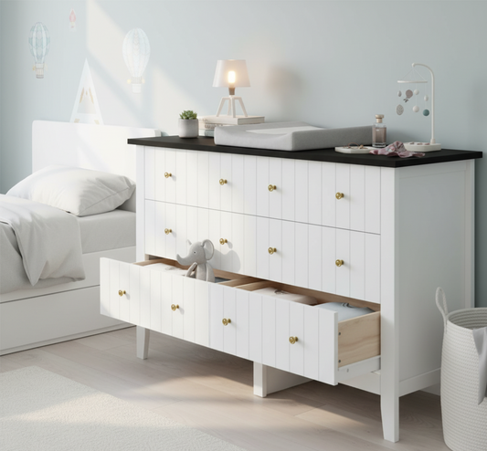 6-Drawer Modern Dresser, Chest of Drawers with Round Handle, Bedroom Storage Cabinet