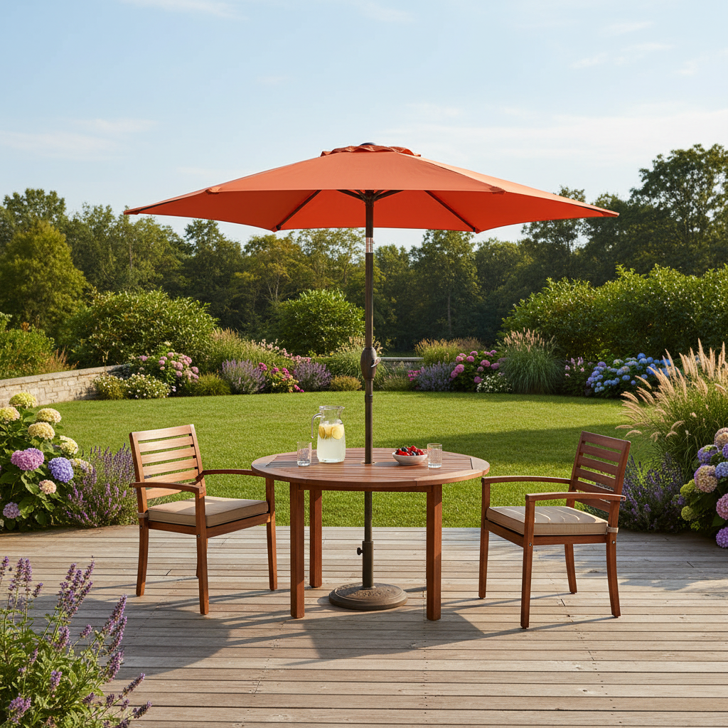 9.8 ft Outdoor Patio Umbrella with 8 Ribs, Easy Hand-Crank & Push-Button Tilt Multi Market World Inc.