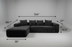 L-shape Sofa Bed, 104", Compressed Memory Foam Couch, boneless couch Multi Market World Inc.