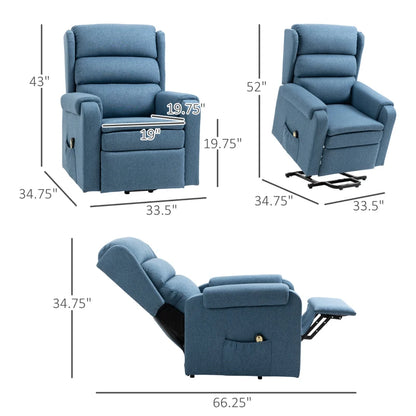 Lift Chair for Elderly, Power Chair Recliner with Footrest, Remote Control, Side Pockets for Living Room, Blue