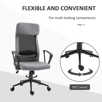 High Back Mesh Office Chair, Computer Chair with Headrest, Adjustable Height, Tilt Function and Armrests