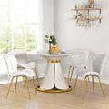 Dining Chairs Set of 4, Modern Accent Chair with Cushioned Backrest, Upholstery for Living Room, Cream White Multi Market World Inc.