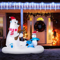 6ft Christmas Inflatable Polar Bear and Penguin with Santa's Hat Fishing on Board, Blow-Up Outdoor LED Yard Display for Lawn Garden Party Multi Market World Inc.