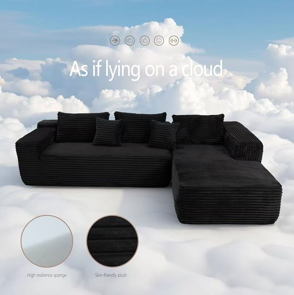L-shape Sofa Bed, 104", Compressed Memory Foam Couch, boneless couch, pickup