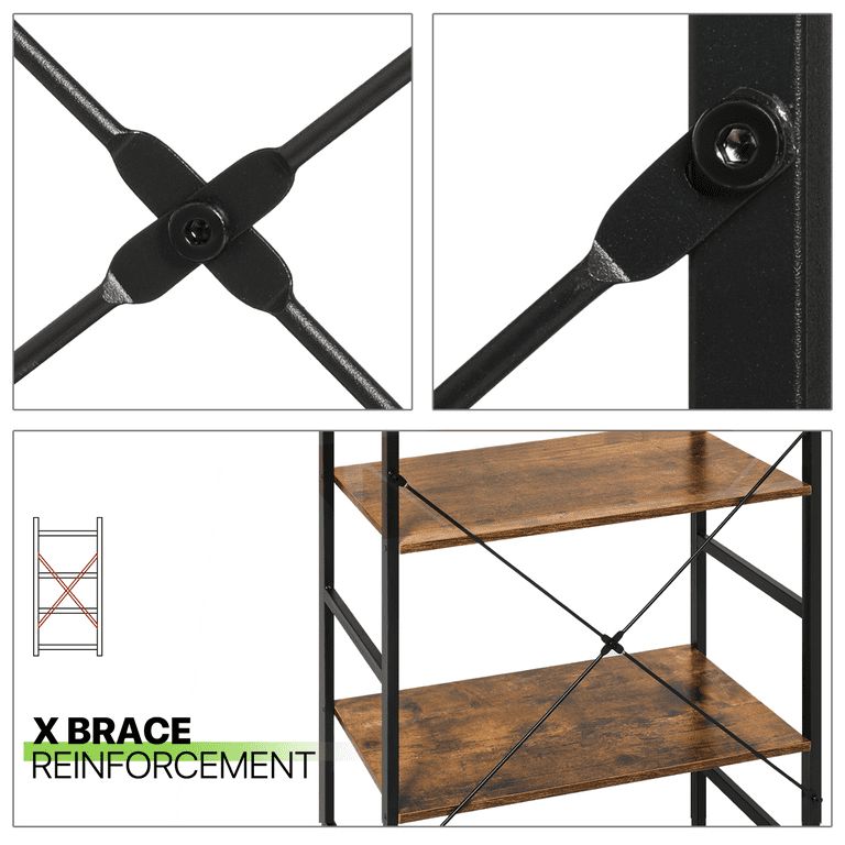 4-tiers Shelves, Industrial, Bookcase
