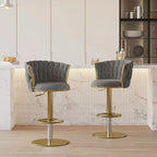 MMW Oversized Velvet Adjustable Bar Stool with Gold Base, XL Tufted High Back Swivel Bar Chair with Armrests for Kitchen Counter and Home Bar Multi Market World Inc.