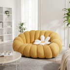 Pumpkin Sofa Chair For Two People, Heavy Duty Frame Wool Chair, Cloud Loveseat, No Assemble Needed, Orange Multi Market World Inc.