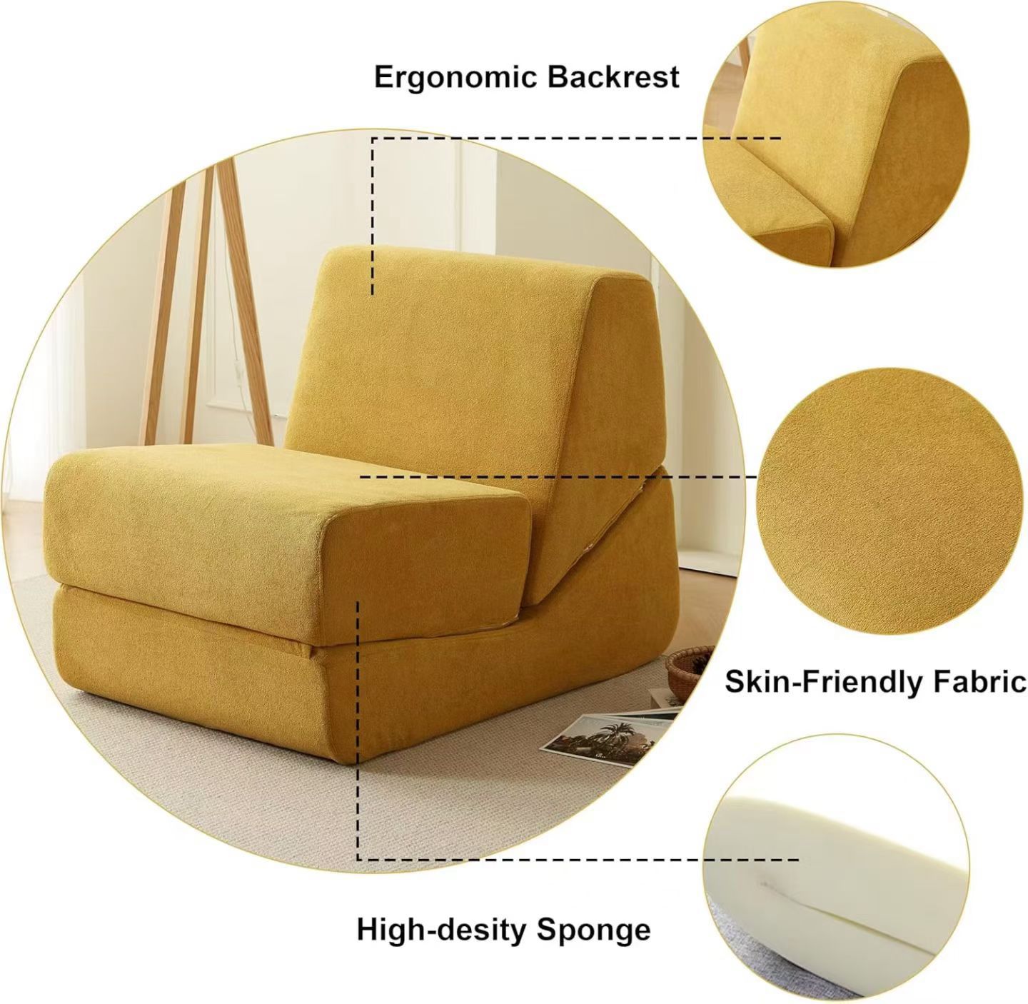 Compressed Convertible Sofa - Modular Folding Floor Lounger & Versatile Multi-Position Seating Multi Market World Inc.