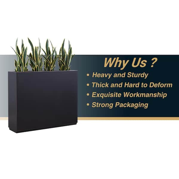Tall Rectangular Planter Box - 38" Metal Privacy Screen & Room Divider - Indoor/Outdoor Weather Resistant Multi Market World Inc.