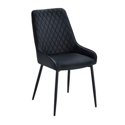 Modern PU Leather Dining Chairs with Steel Legs – Tufted High Back Design (Single)
