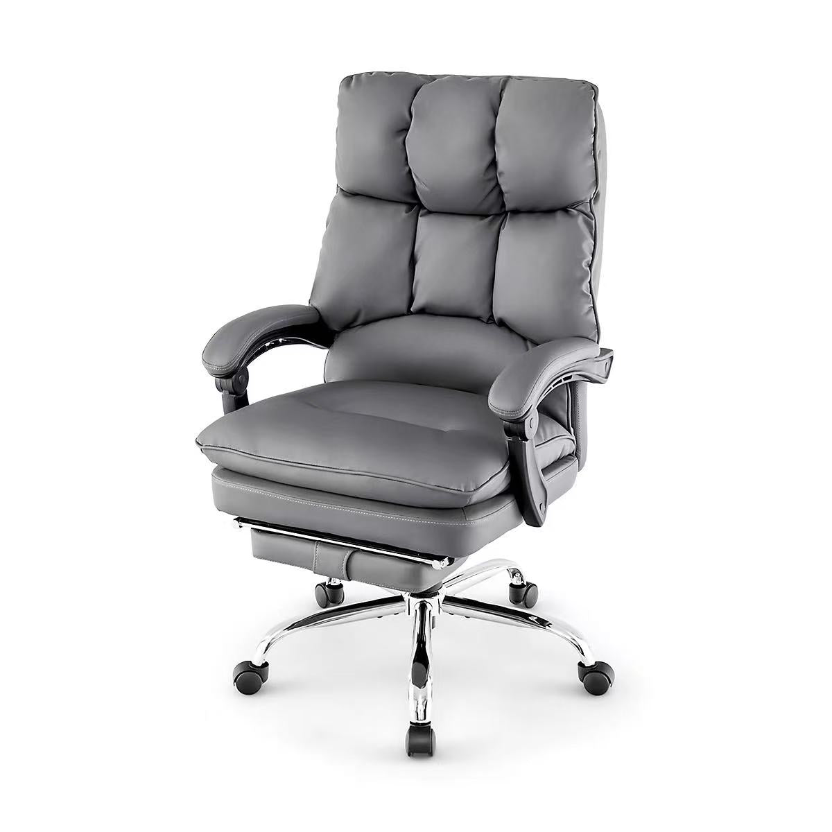Reclining PU Leather Office Chair with Footrest and Adjustable Features Multi Market World Inc.