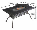 7-Piece Large Patio Dining Set with Built-In Charcoal BBQ Grill Multi Market World Inc.