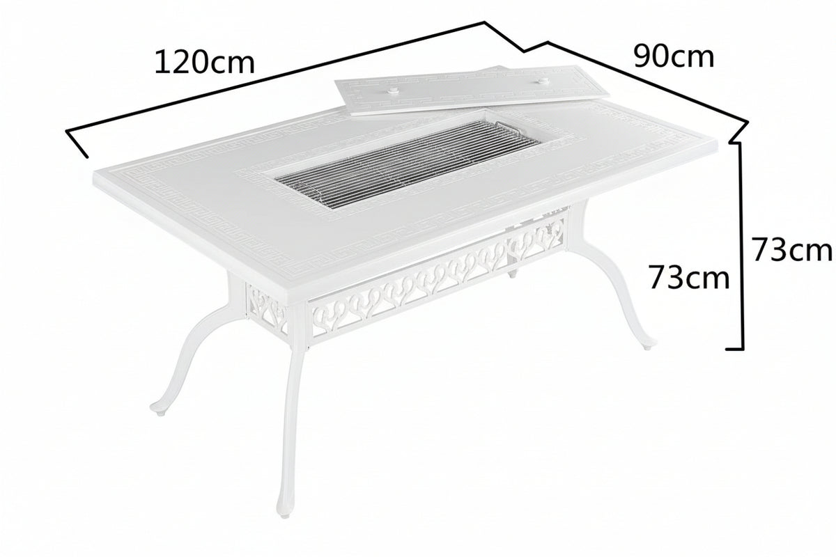 7-Piece Rectangular Patio Dining Set with Built-In Charcoal BBQ Grill Multi Market World Inc.