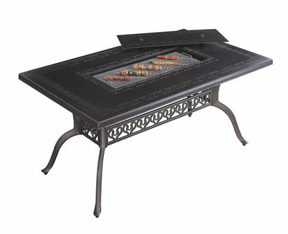7-Piece Large Patio Dining Set with Built-In Charcoal BBQ Grill